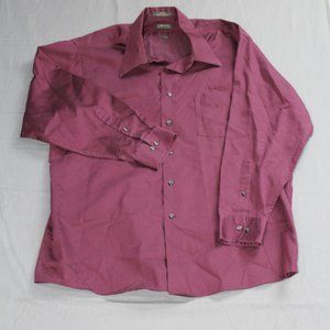 Arrow Men's Sateen Button Up Dress Shirt Purple XL 17 32/33